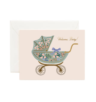 Welcome Baby Floral Pram Card
