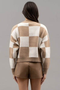 Squared Away Knit Sweater in Ivory