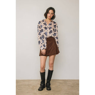 Livvy Polka Dot & Floral Button Down Blouse