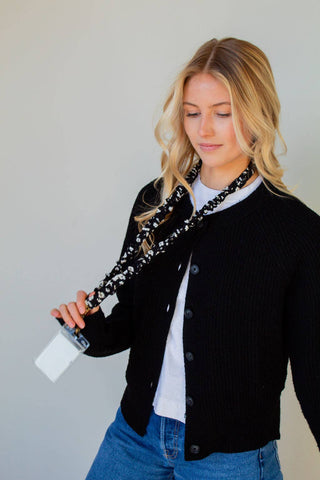 Onyx Floral Lanyard