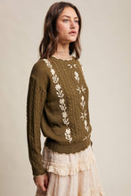 Rory Embroidered Cable Knit Sweater