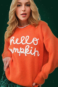 Hello Pumpkin Sweater in Burnt Orange