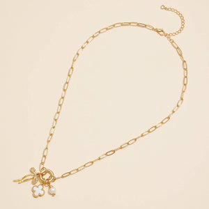 Clover, Bow Charm Necklace