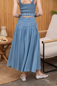 Isla Smocked Chambray Skirt