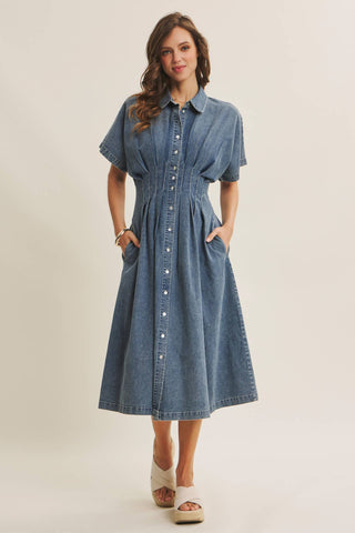 Tori Button Down Midi Dress