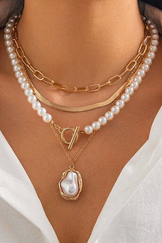 Pearl Charm Multi Layer Necklace