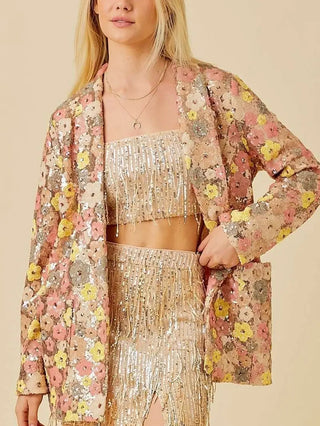 Jamille Multi Sequin Flower Blazer