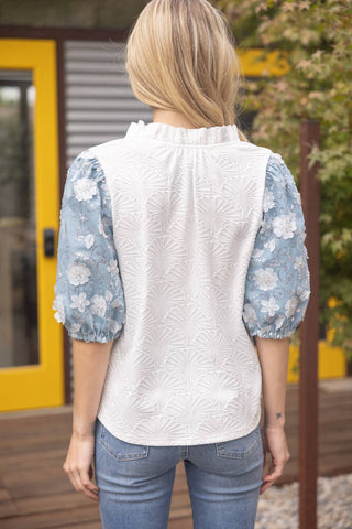 Evelyn 3D Contrast Slevees Top