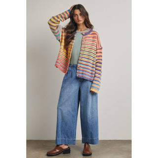 The Rainbow Button-Up Knit Sweater Cardigan