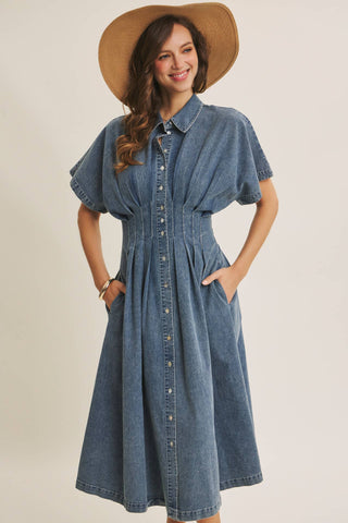 Tori Button Down Midi Dress