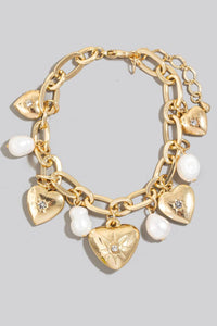 Atlas Heart And Pearl Charm Bracelet