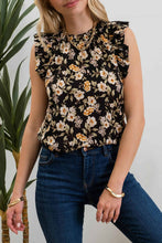 Olive Floral Top in Black