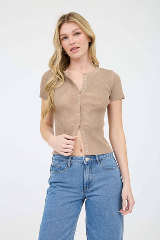Minimal Knit Cardigan in Mocha