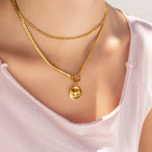 18K Gold Curb Charm Holder Necklace