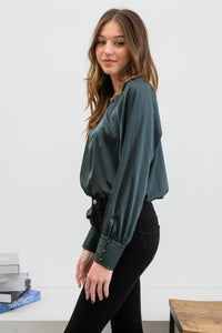 Harper Long Sleeve Top in Green