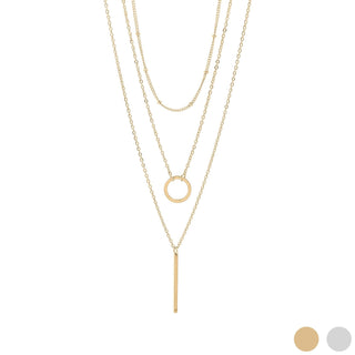 18K Gold 3 Row Layered Chain Necklace