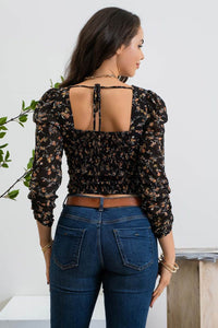 Sweetheart Sleeve Floral Top