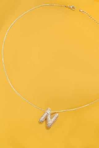 Initial Pave Bubble Necklace