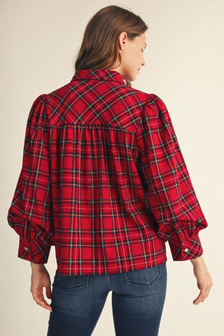Mila Button Down Plaid Top