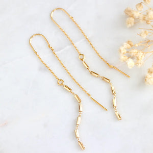 Gold bar 2025 chain thread earrings