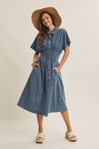 Tori Button Down Midi Dress