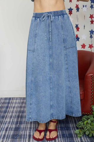 Ella Washed Denim Maxi Skirt