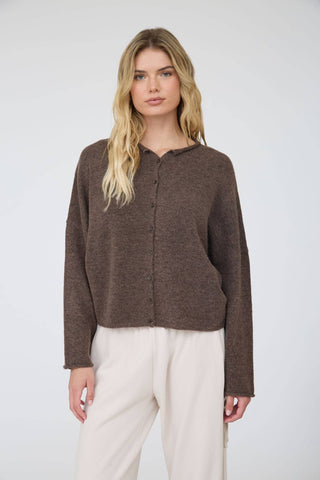 Siena Button Down Cardigan in Brown