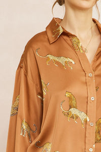 Jade Leopard Print Blouse