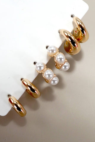 Anna Trio Pearl Hoops