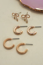 Mini Bow Huggie Hoop Trio Earrings