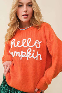 Hello Pumpkin Sweater in Burnt Orange