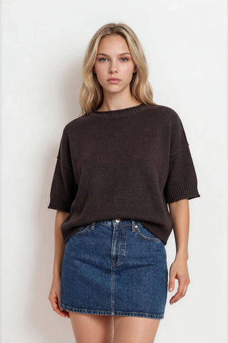 Sophia Knit Top in Brown