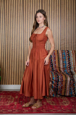 Delilah Shirred Waist Midi Dress