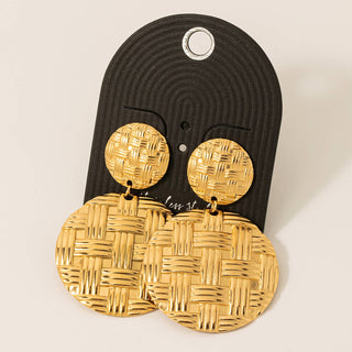 Metallic Basket Weave Tear Dangle Earrings