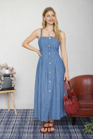 zoie denim midi dress sara beth denim midi dress *restocked* medium