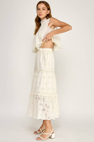 Lucille Ruffle Eyelet Skirt
