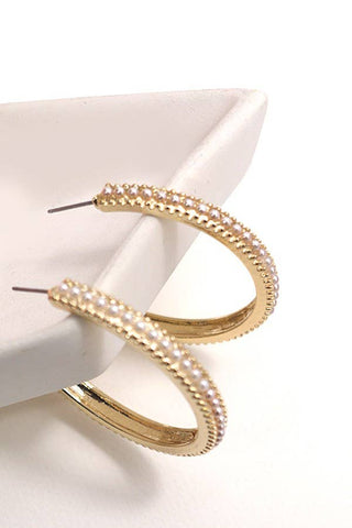 Eleanor Pearl Hoop Earrings