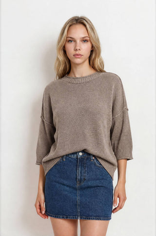 Sophia Knit Top in Taupe