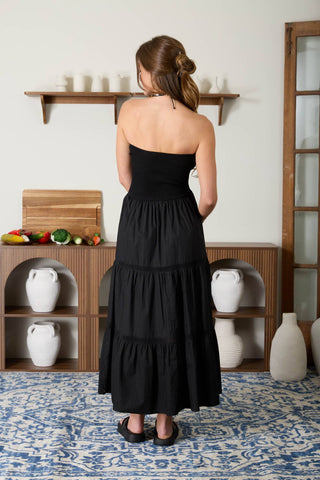 Harmony Strapless Midi Dress in Black