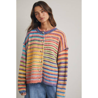 The Rainbow Button-Up Knit Sweater Cardigan