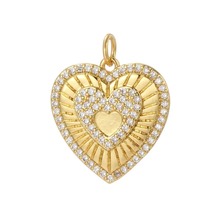 Cz Heart Burst Charm For Charm Necklace & Bracelet