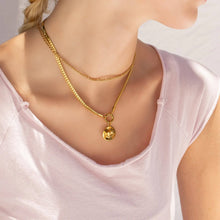 18K Gold Curb Charm Holder Necklace