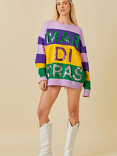 Mardi Gras Stripe Color Block Sweater