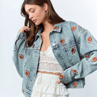 Touchdown Football Embroidered Denim Jacket