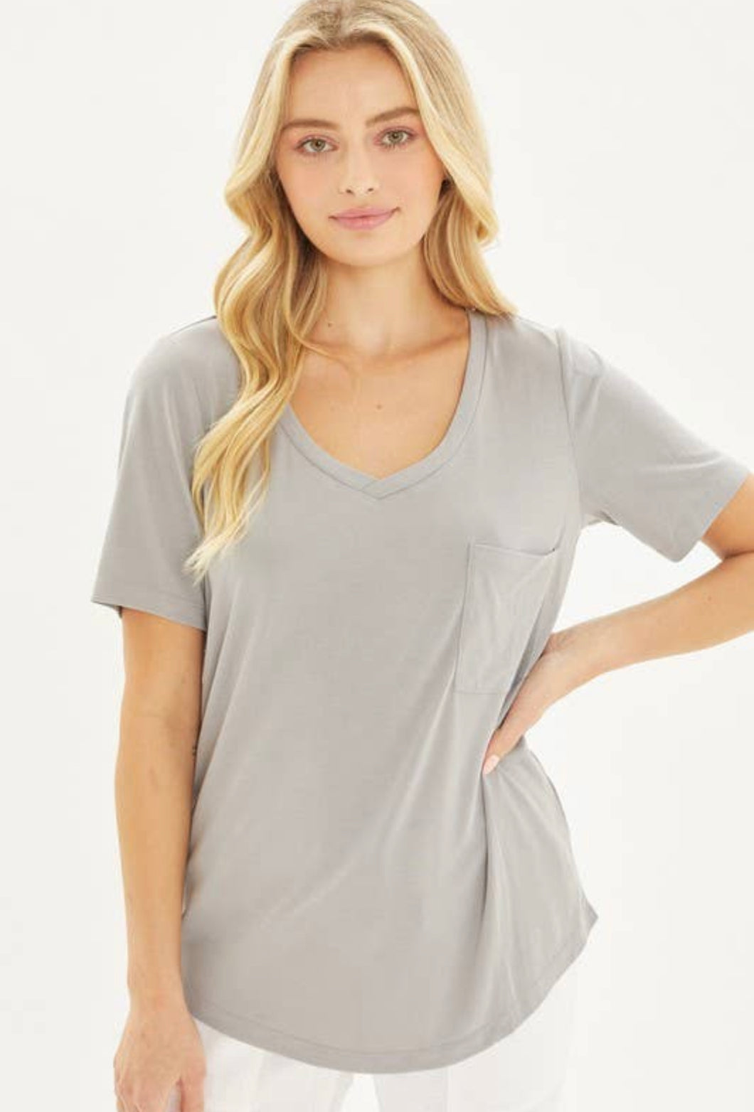 Basic Needs Knit T-Shirt in Grey