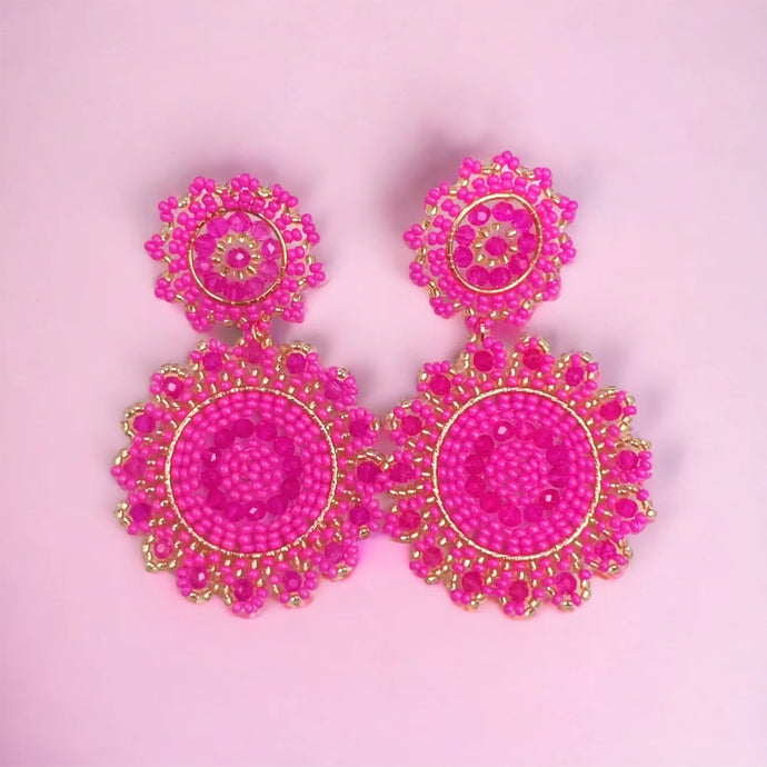 Miranda Pink Beaded Earrings