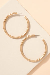 Round Metal Open Hoop Earrings in Matte Gold