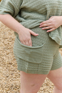 Oversized Sweater Top with Elastic Waistband Shorts Set
