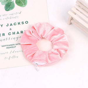 Velvet Zipper Scrunchie in Pink