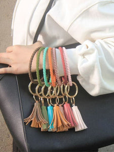 Twisted Silicone Key Ring with Tassel